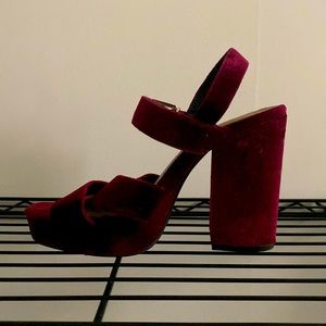 suede platform strappy heel